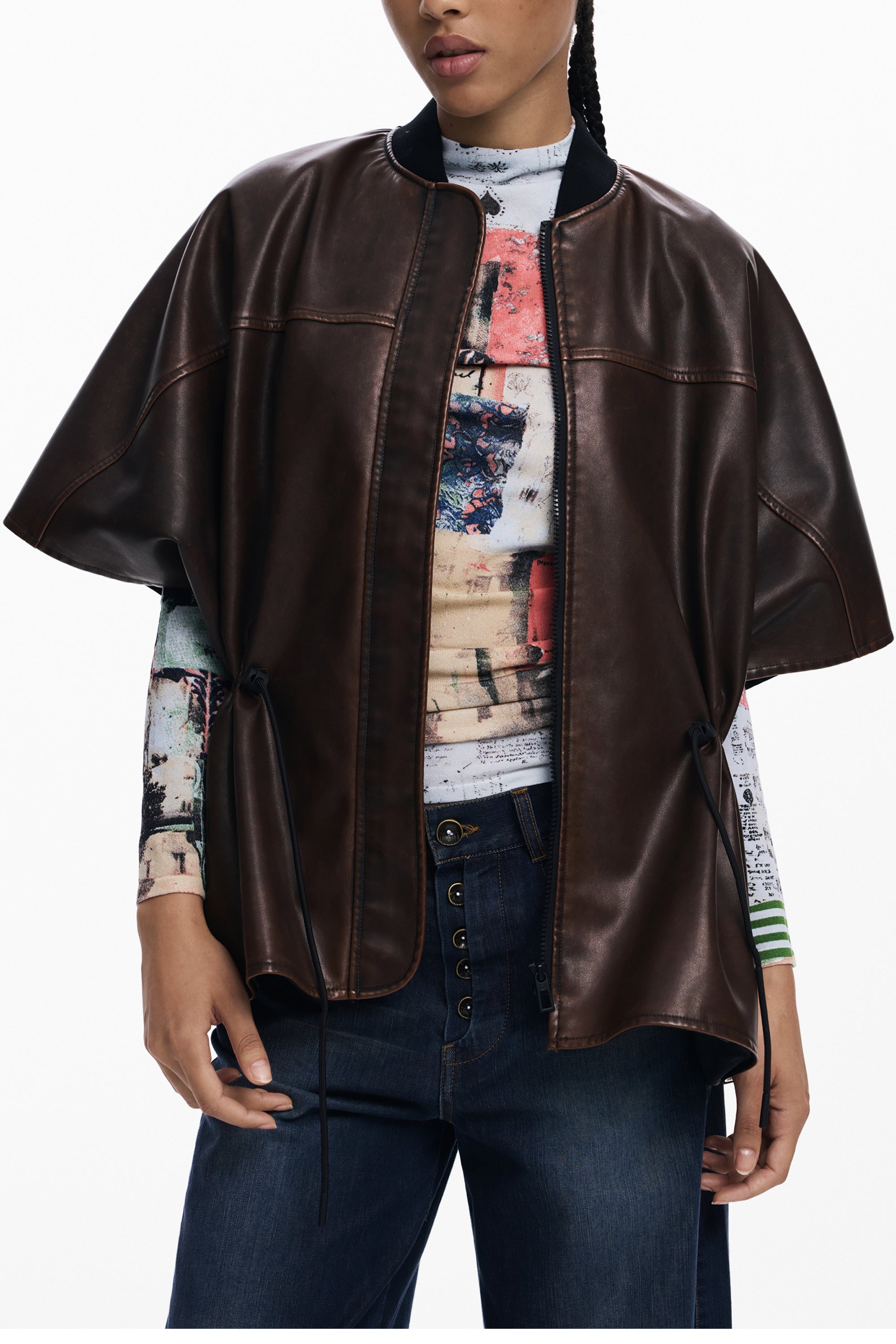DESIGUAL PONCHO DONNA MARRONE