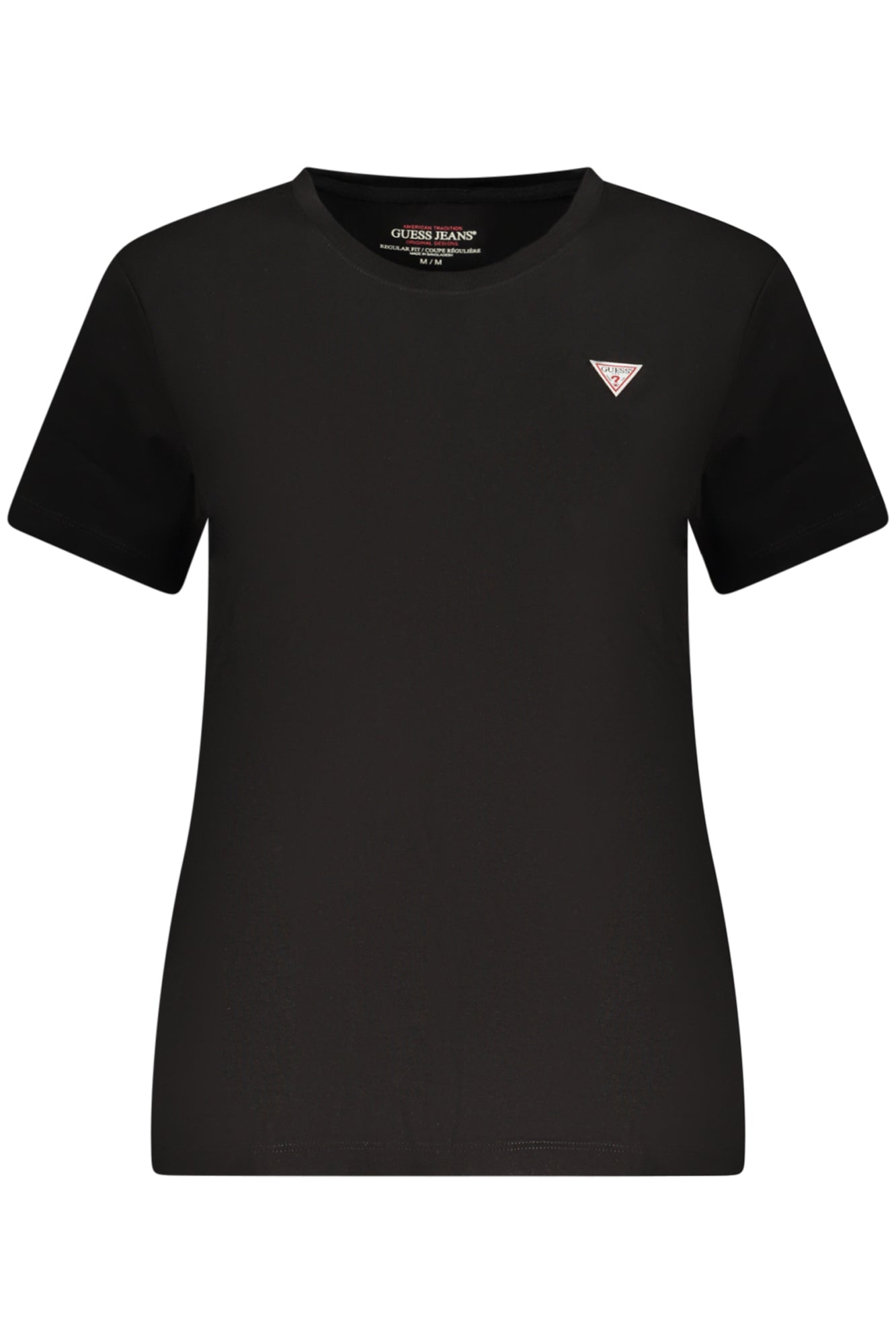 GUESS JEANS T-SHIRT MANICHE CORTE DONNA NERO