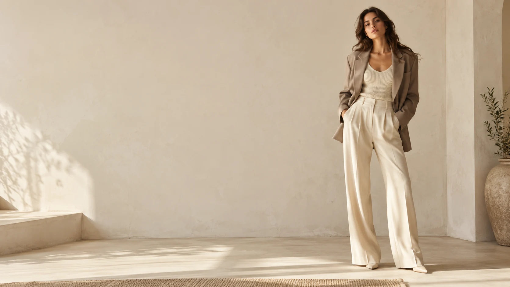 Look donna in toni naturali, fotografia editoriale Monistyle